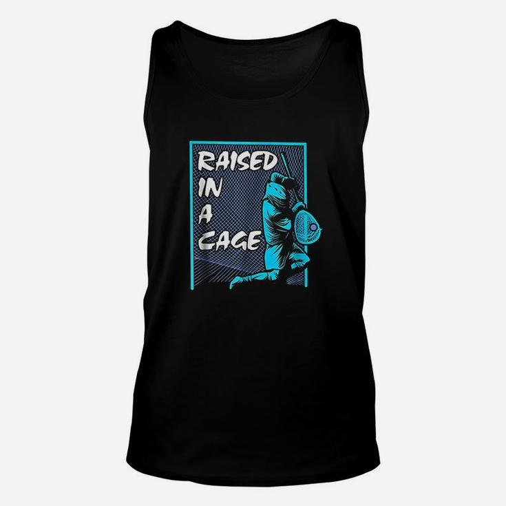 Raised In A Cage Lacrosse Lax Goalie Gifts Unisex Tank Top