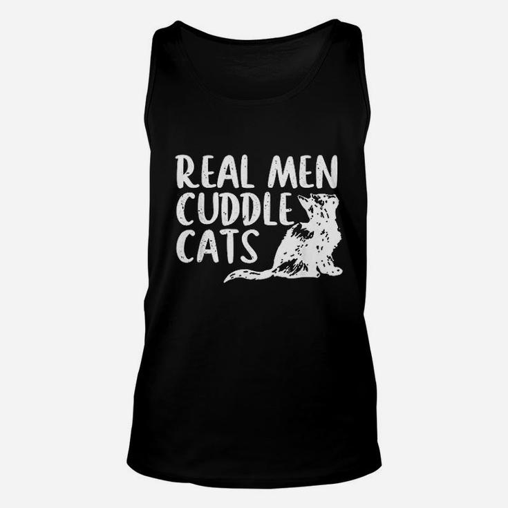 Real Men Cuddle Cats Funny Cat People Unisex Tank Top