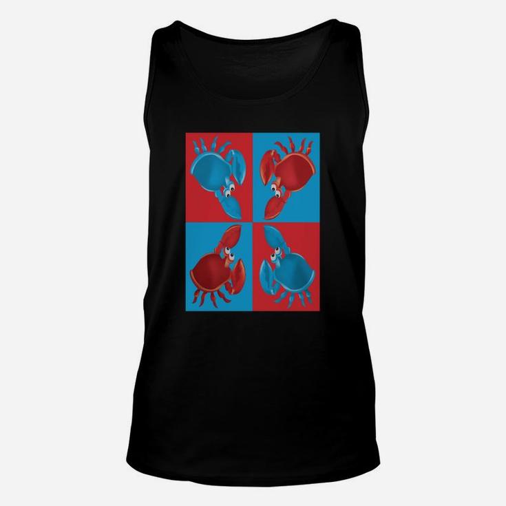 Red And Blue Crabs On Blue And Red Squares Unisex Tank Top
