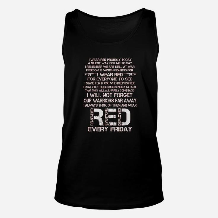 Red Friday Remember The Deployed Military Troops Poem Unisex Tank Top
