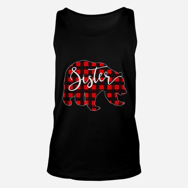 Red Plaid Sister Bear, sister presents Unisex Tank Top