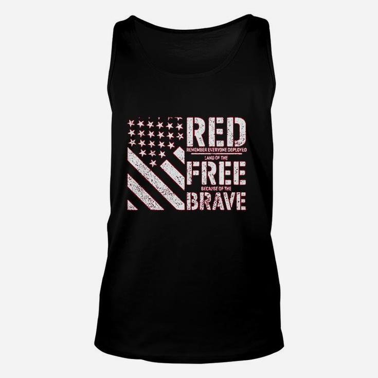 Red Remember Everyone Deployed Land Of The Free Because Of The Brave Unisex Tank Top