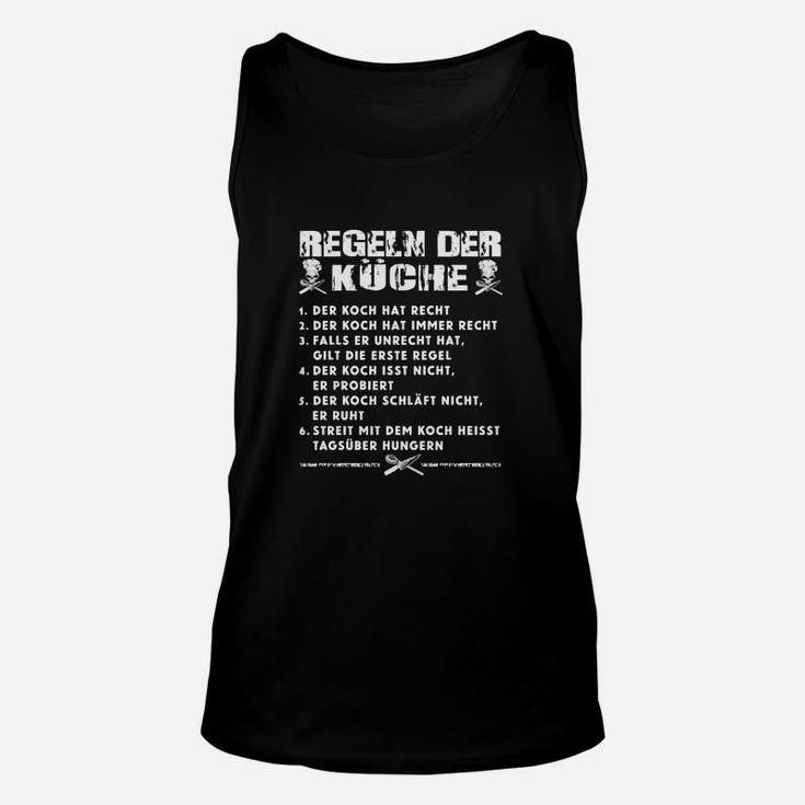 Regeln der Küche Unisex TankTop für Herren, Lustiges Kochmotiv in Schwarz