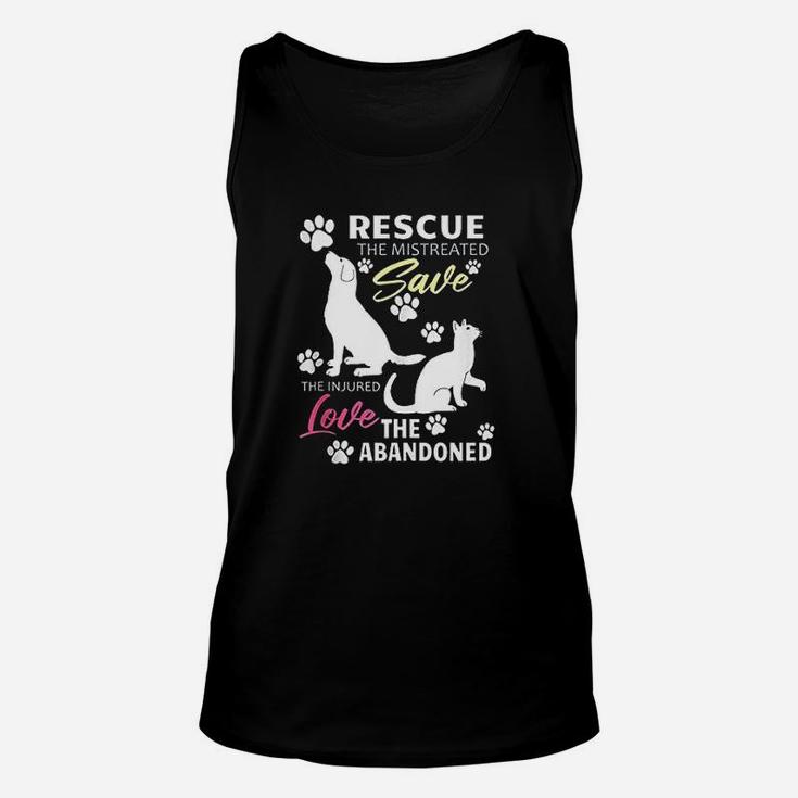 Rescue Dog And Cat Gift Rescue Save Love Dog Adoption Unisex Tank Top