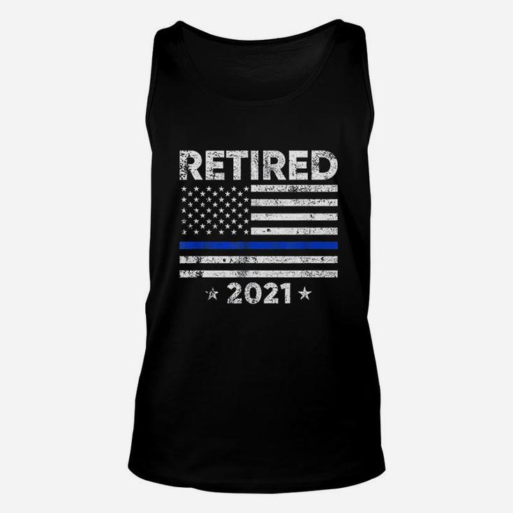 Retired 2021 Police Officer Retirement Gift Thin Blue Line Unisex Tank Top