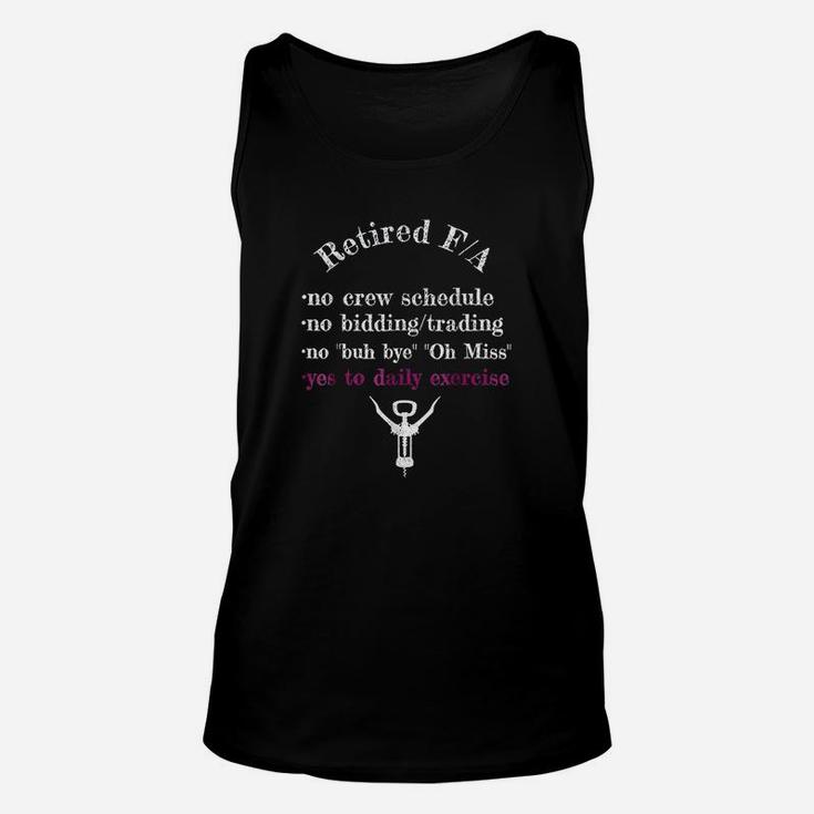 Retired Flight Attendant No Bidding Yes Wine Funny Unisex Tank Top
