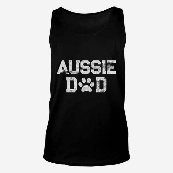 Retro Aussie Dad Paw Print Australian Shepherd Dog Gift Unisex Tank Top