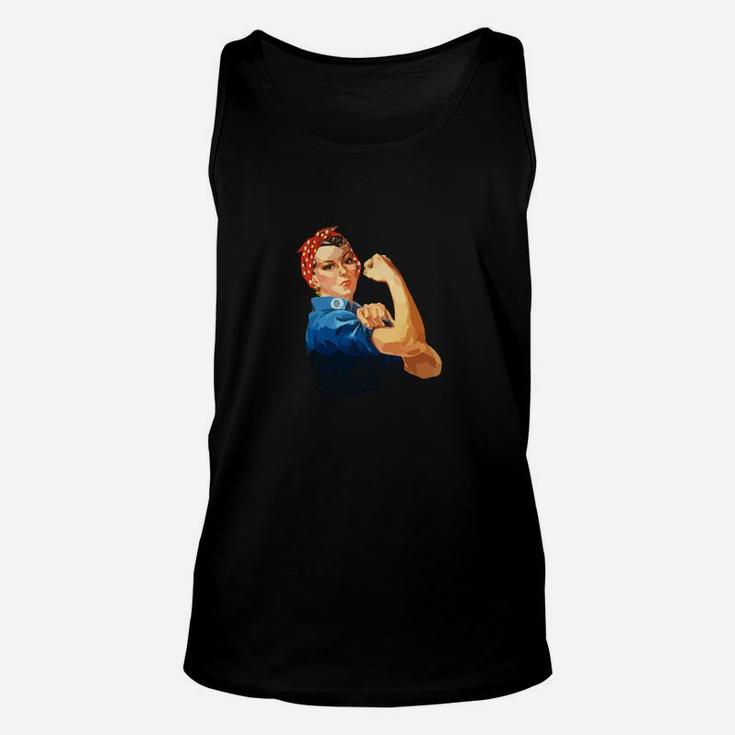 Retro Pop-Art Starken Frauenfigur Unisex TankTop in Schwarz, Mode für Sie