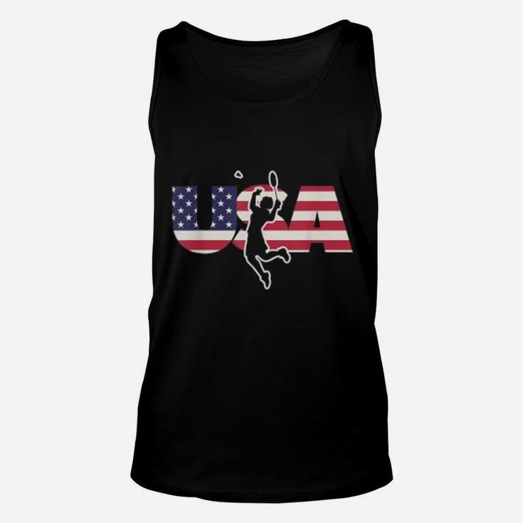 Retro Usa Badminton American Gifts For Us Badminton Player Unisex Tank Top