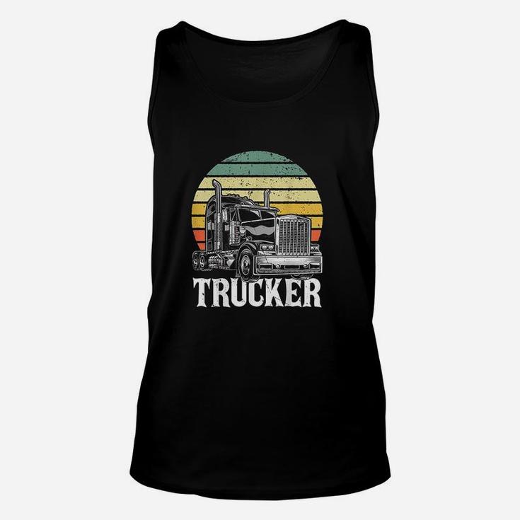 Retro Vintage Trucker Big Rig Semi-trailer Truck Driver Gift Unisex Tank Top