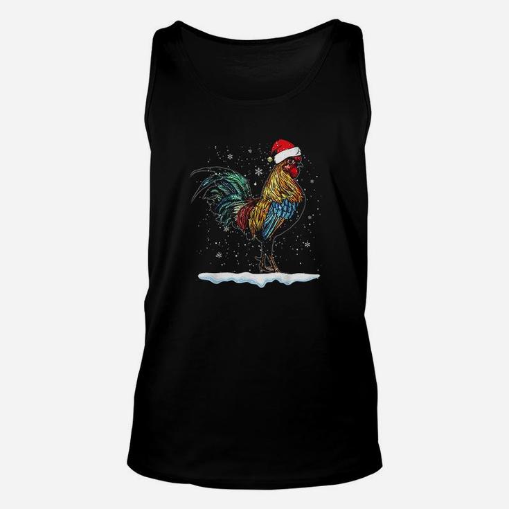 Rooster Santa Hat Merry Christmas Matching Family Pajama Unisex Tank Top