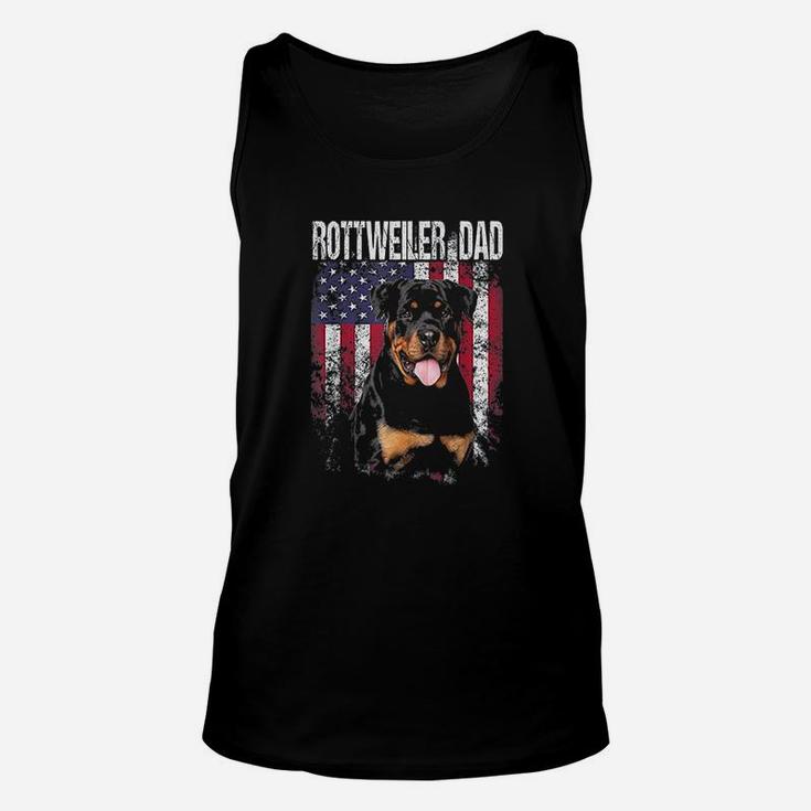 Rottweiler Dad With Proud American Flag Dog Lover Gifts Unisex Tank Top