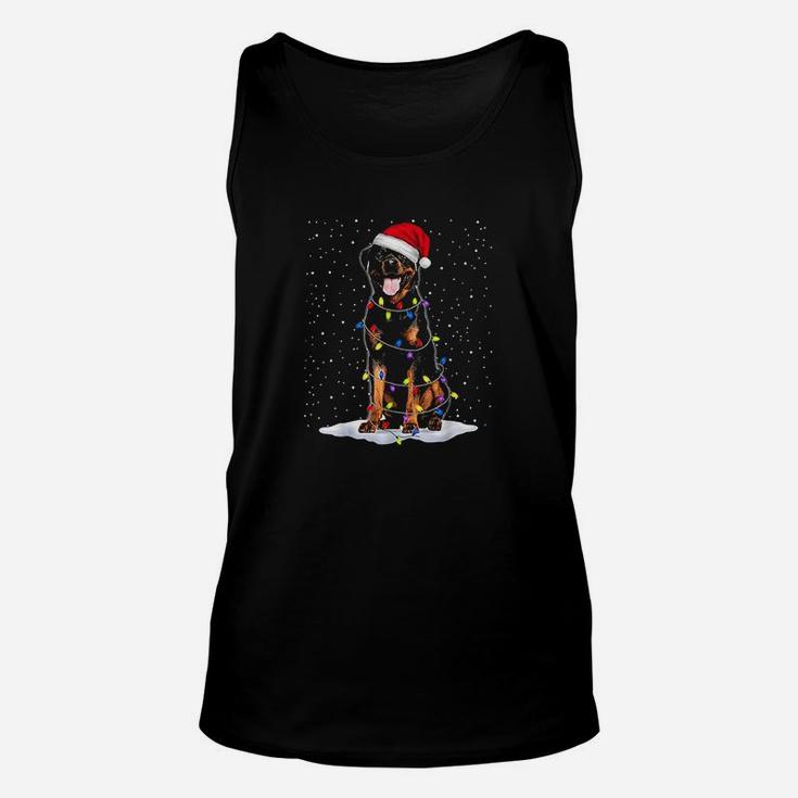 Rottweiler Santa Christmas Tree Lights Xmas Gifts Unisex Tank Top