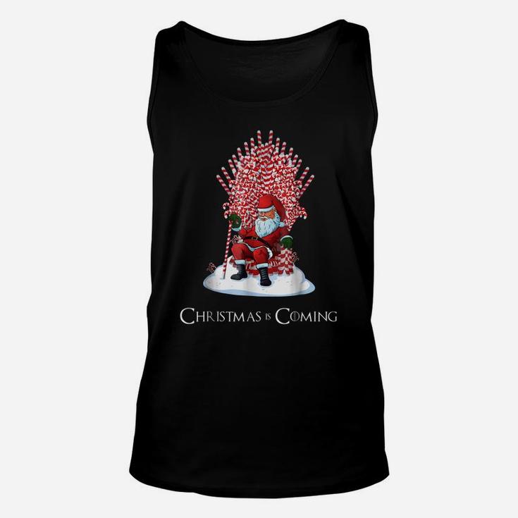 Santa On Candy Cane Throne Funny Christmas Unisex Tank Top