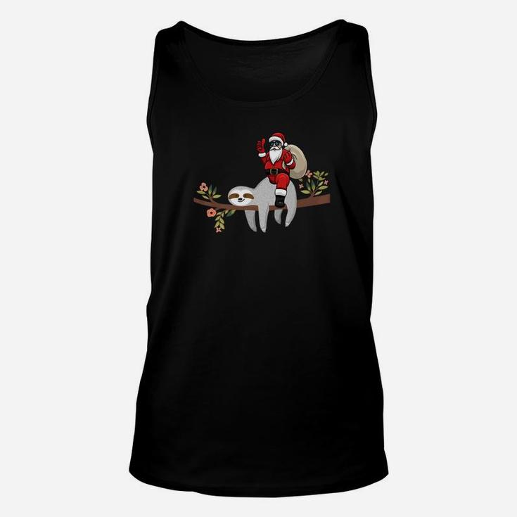 Santa Riding On Lazy Sloth Funny Christmas Gifts Unisex Tank Top