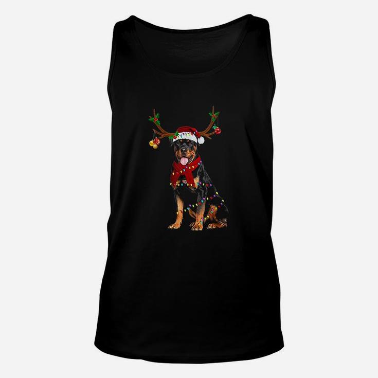 Santa Rottweiler Reindeer Light Christmas Gifts Unisex Tank Top