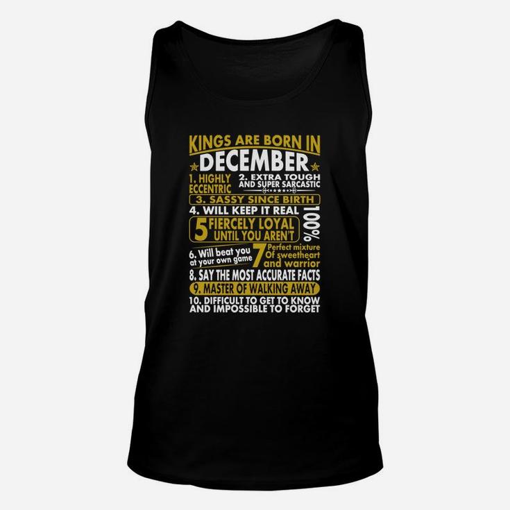 Sassy Loyal Kings Are Born In December Birth Month Tshirt Unisex Tank Top