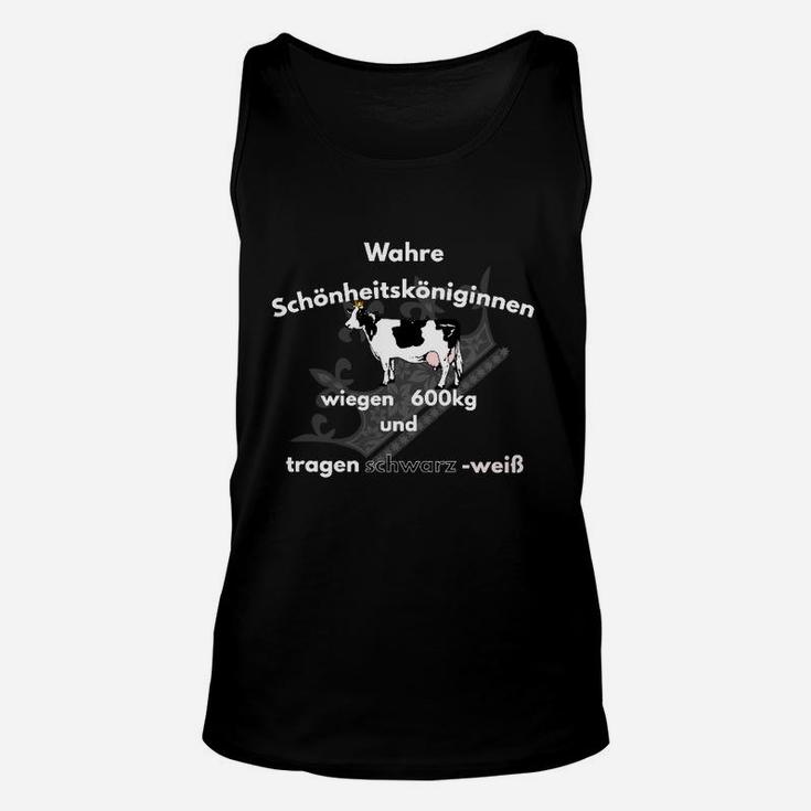 Schwarz-Weißes Kuhmotiv Unisex TankTop, Schönheitsköniginnen Spruch