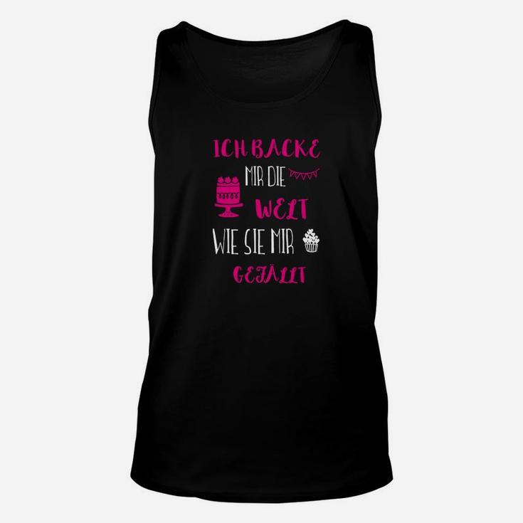 Schwarzes Bäcker Unisex TankTop mit Slogan Welt nach Meinem Geschmack