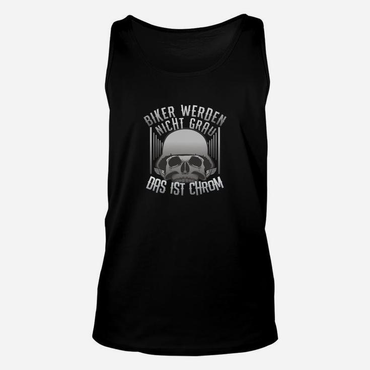 Schwarzes Biker Unisex TankTop, Witziger Spruch & Totenkopf-Design