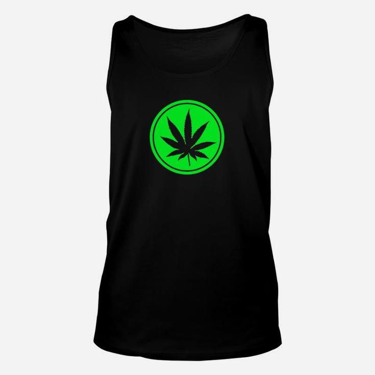 Schwarzes Cannabisblatt Unisex TankTop im Kreisdesign, Grün Motiv Tee