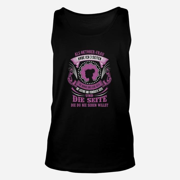 Schwarzes Damen Unisex TankTop mit Zahnrad und lustigem Spruch