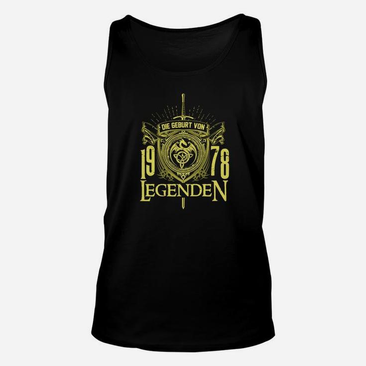 Schwarzes Herren Unisex TankTop Goldaufdruck, Geburt von Legenden 1978