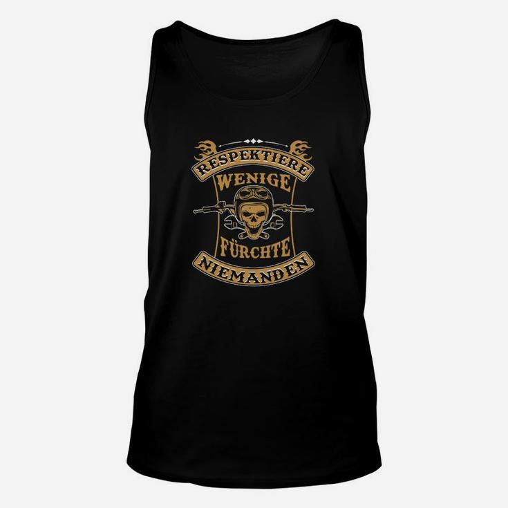 Schwarzes Herren-Unisex TankTop Piraten-Slogan, Respektiere Wenige Fürchte Niemanden