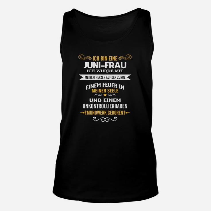 Schwarzes Juni-Geburtstags-Unisex TankTop für Frauen mit Spruch