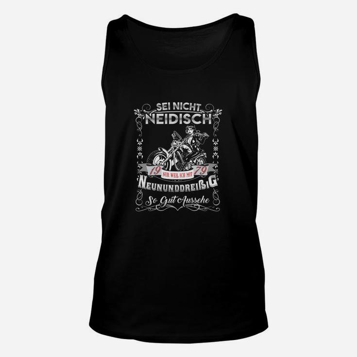 Schwarzes Motorrad Vintage Unisex TankTop Sei nicht neidisch Spruch