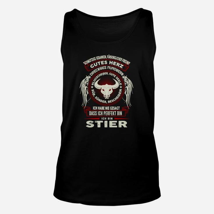 Schwarzes Taurus Sternzeichen Unisex TankTop mit Motto, Astrologie Tee