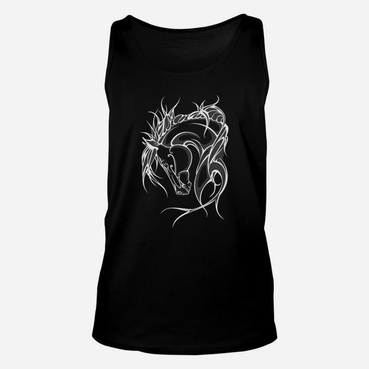 Schwarzes Unisex TankTop: Abstraktes Weißes Tribal-Drachen Design