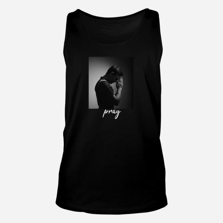 Schwarzes Unisex TankTop Inspirierendes Gebets-Motiv Pray, Motivations Tee