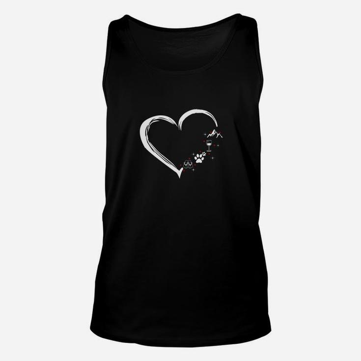 Schwarzes Unisex TankTop mit Herzlinien-Design, Modisches Tee für Liebe