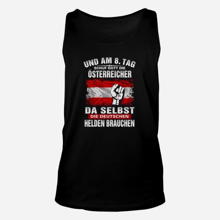 Schwarzes Unisex TankTop mit Österreich-Spruch, Humorvolles Design