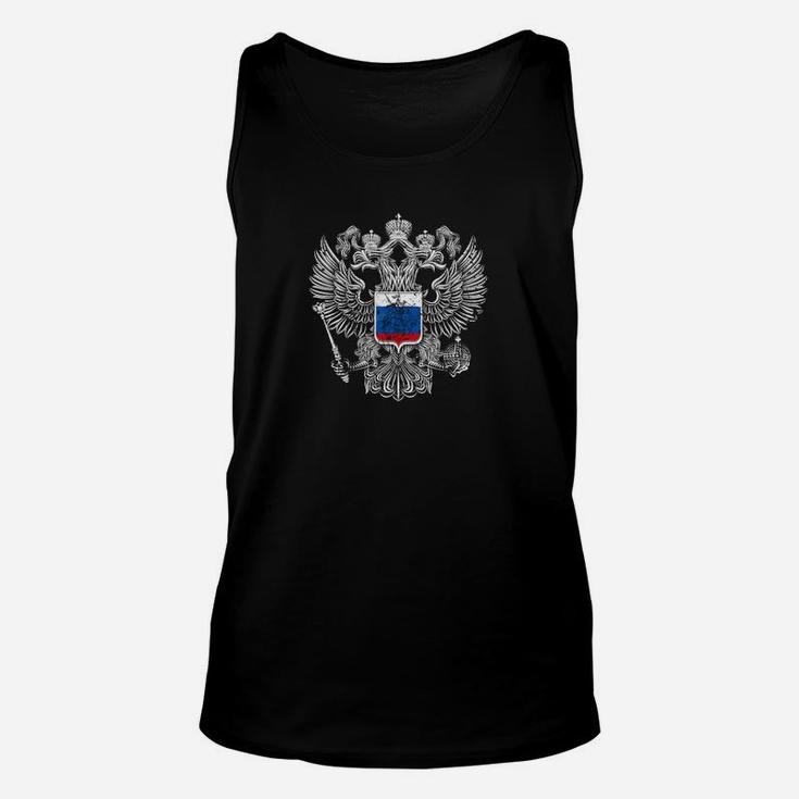 Schwarzes Unisex TankTop mit zweiköpfigem Adler-Wappen, stylisches Design für Herren