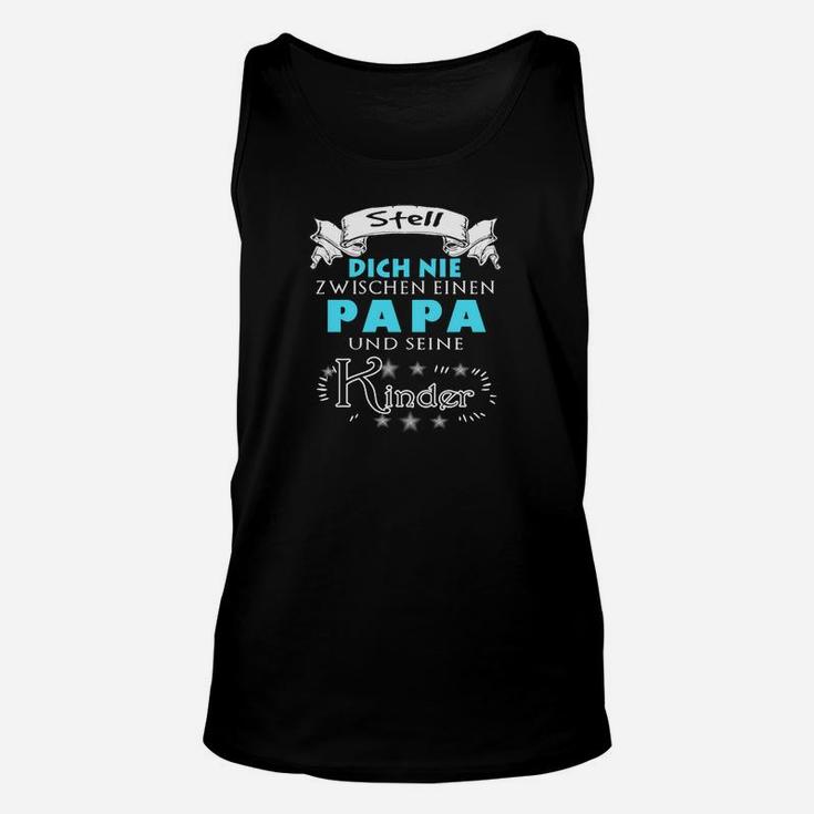 Schwarzes Unisex TankTop, Papa und seine Kinder Schutz, Lustiges Familien Tee