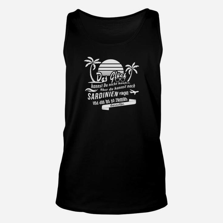 Schwarzes Unisex TankTop Sardinien Spruch & Palmen, Urlaubsmotiv