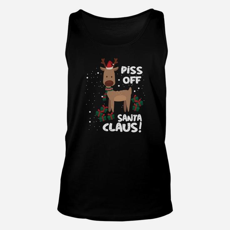 Schwarzes Weihnachts-Unisex TankTop, Freches Rentier Motiv & Spruch