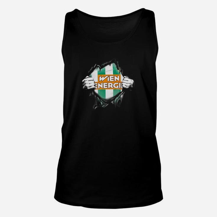 Schwarzes Wien Energie Unisex TankTop mit aufgerissenem Design