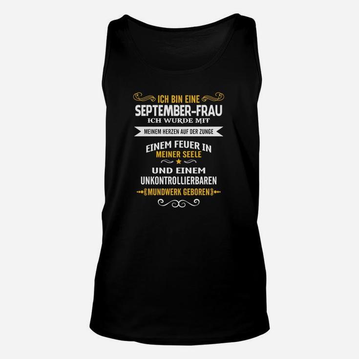 September-Frau Geburtstag Unisex TankTop mit Motivspruch, Stilvoll Feiern