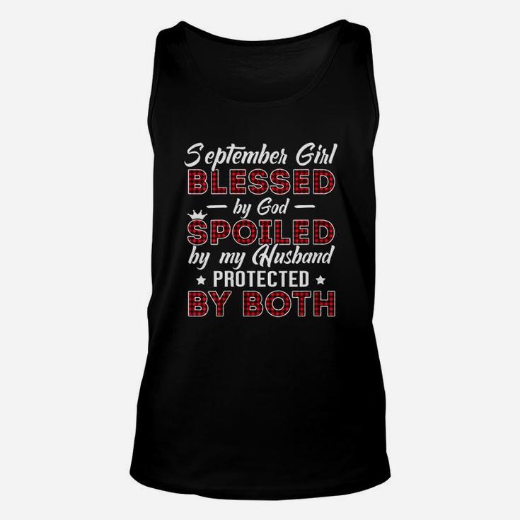 September Girl Blessed By God Spoiled By My Husband Unisex Tank Top