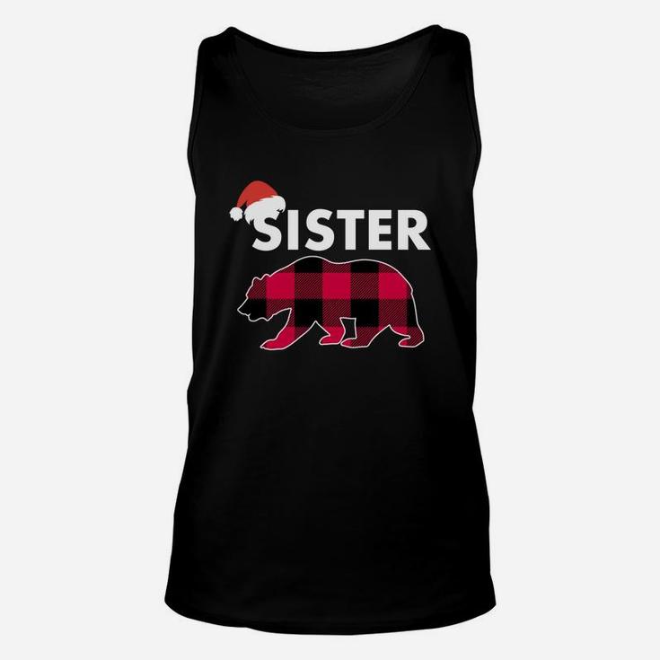 Sister Christmas Bear Plaid Matching Family Christmas Pajama Unisex Tank Top