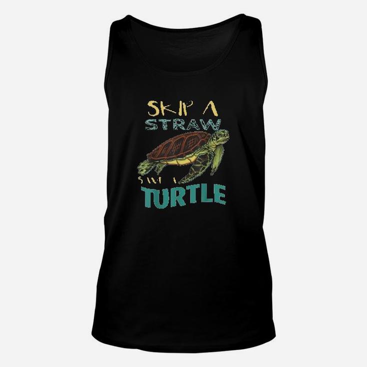 Skip Plastic Straw Save A Turtle Earth Day Climate Change Unisex Tank Top