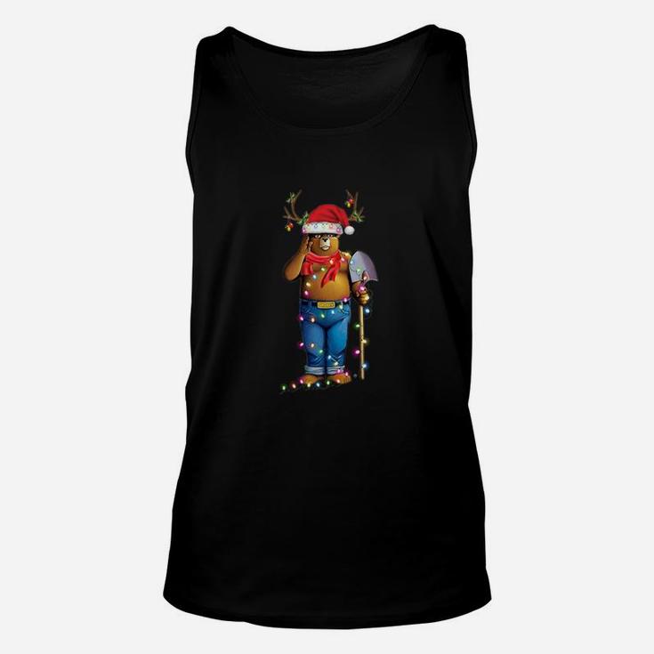 Smokey Bear Santa Reindeer Christmas Light Shirt Unisex Tank Top