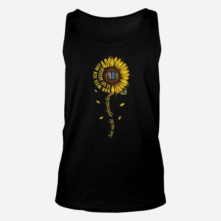 Sonnenblumen-Design Schwarzes Unisex TankTop mit Aufschrift, Sommerliches Tee