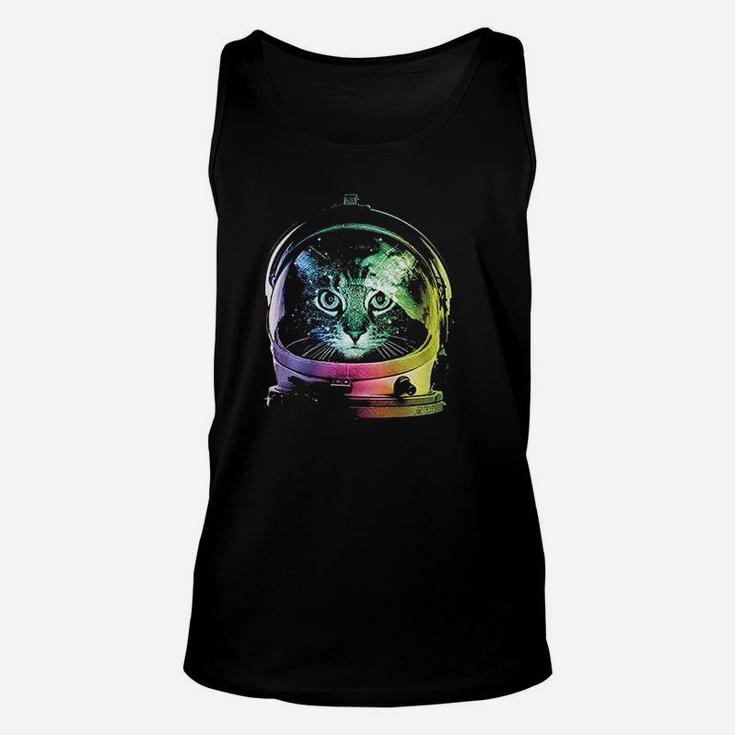 Space Cat Rainbow Astronaut Helmet Galaxy Unisex Tank Top