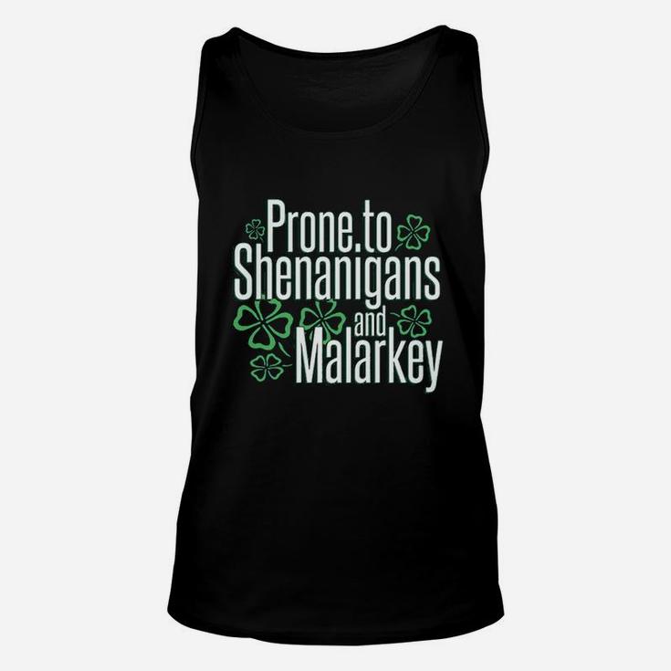 St Patrick Day Prone To Shenanigans And Malarkey Unisex Tank Top