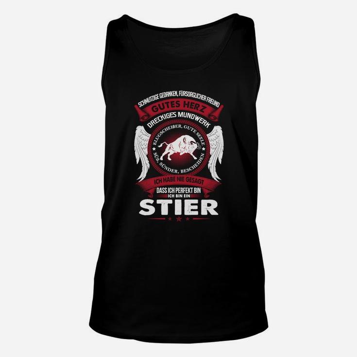 Stier Sternzeichen Unisex TankTop für Herren, Astrologie Motiv - Schwarz