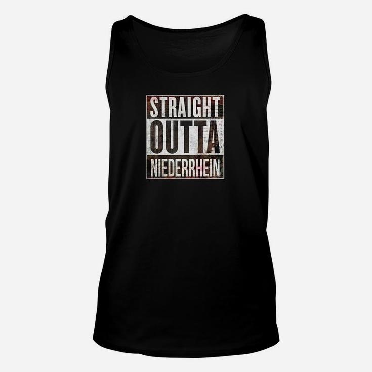 Straight Outta Niederrhein Schwarzes Unisex TankTop, Regionales Design Tee